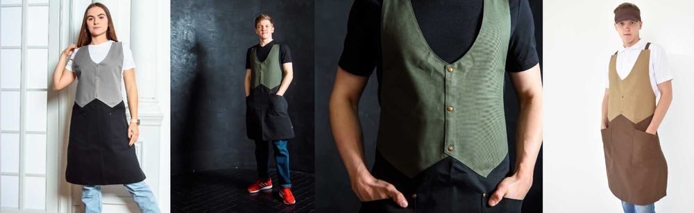 Фартук, повар, официант, медик Акция 5+1, с натуральной кожей