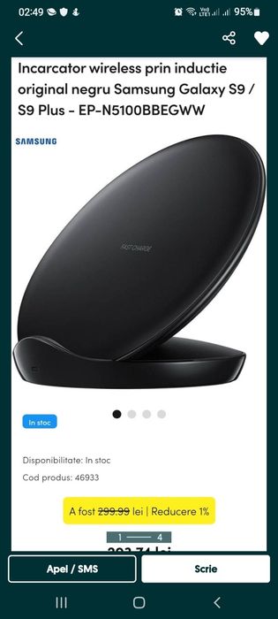 Incarcator wireless samsung black la cutie sigilat nou