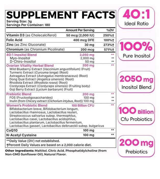 Liposomal myo d chiro inositol,мио д чиро инозитол,540 g,inositol