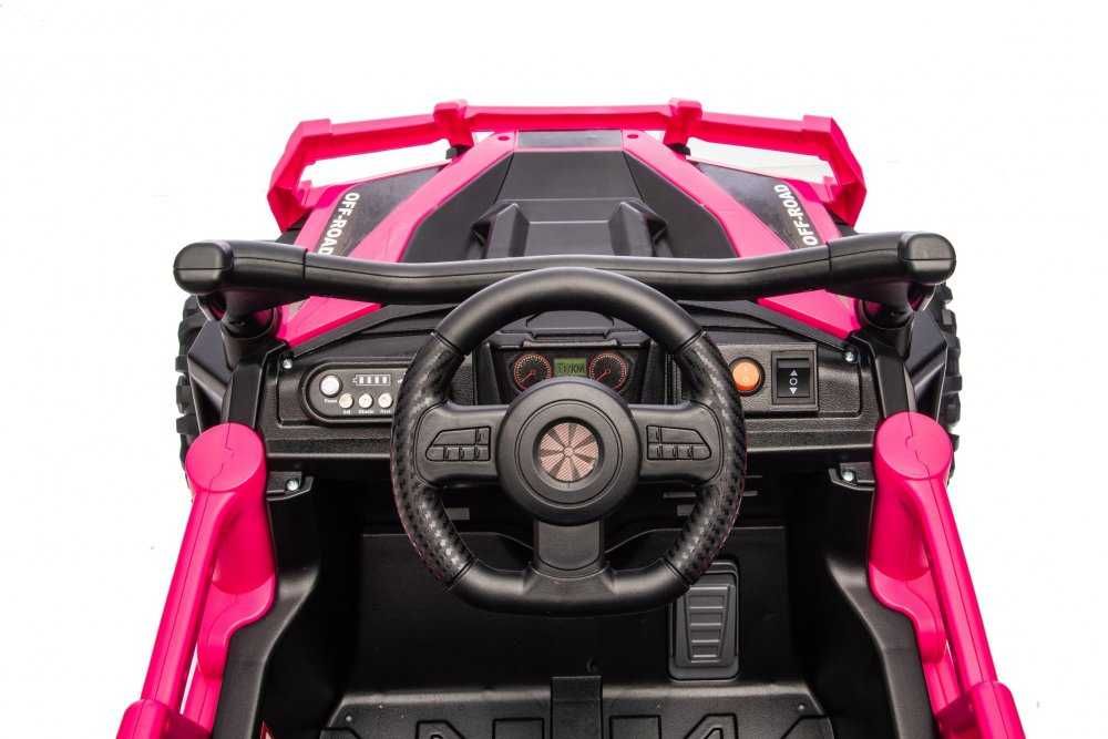 Masinuta electrica Nichiduta Off Road UTV Rose Red cu telecomanda 2.4G,acumulator 12V4.5Ah,doua motoarex35W,slow start,roti robuste cu rulment