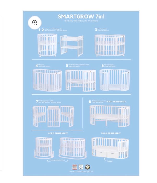 Pătuț copii Comfort Baby Smart Grow 7 în 1 – stare foarte bună