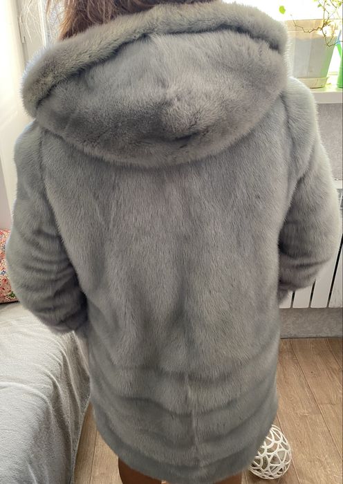 Шуба норковая голубая