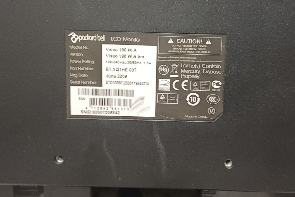 Монитор 60гц packard bell