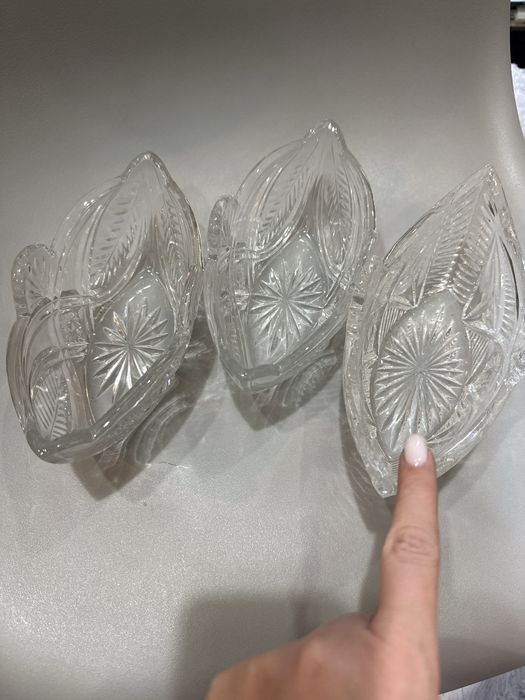 Хрустальные салатницы лодочки 3 штуки