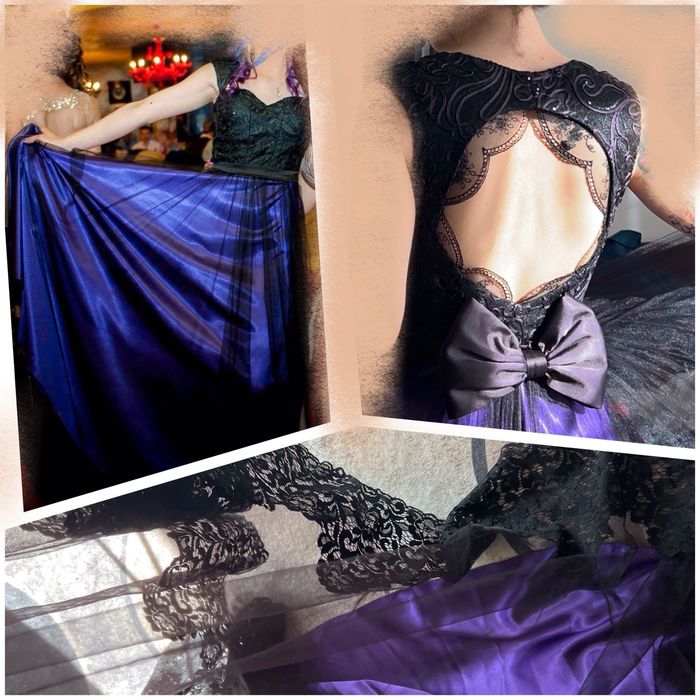 Бална рокля в черно и лилаво размер S