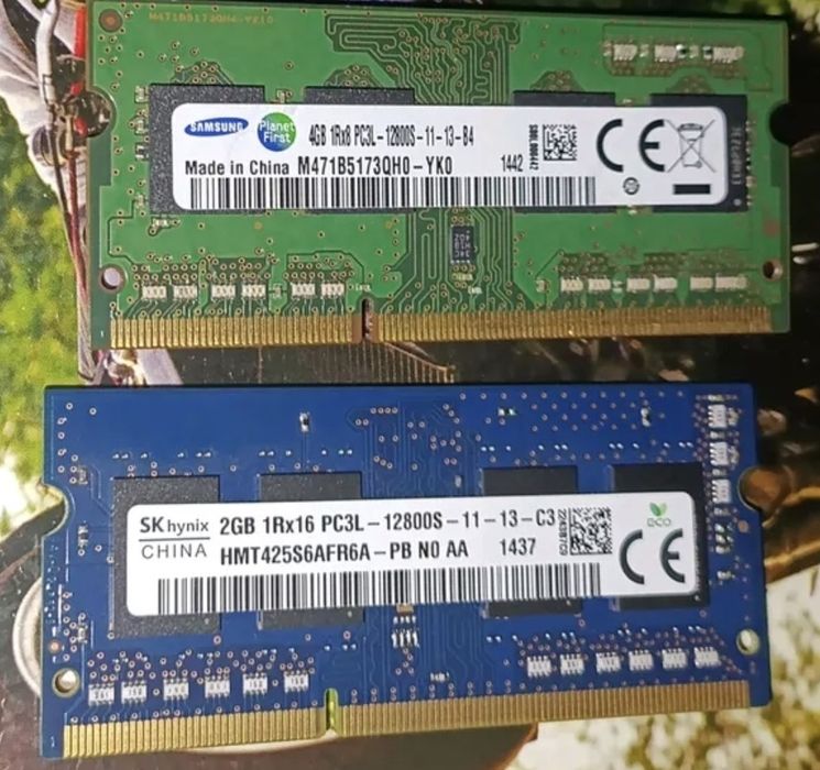 Ddr3l 1600mhz 4 gb va 2 gb  samsung, sk hynix