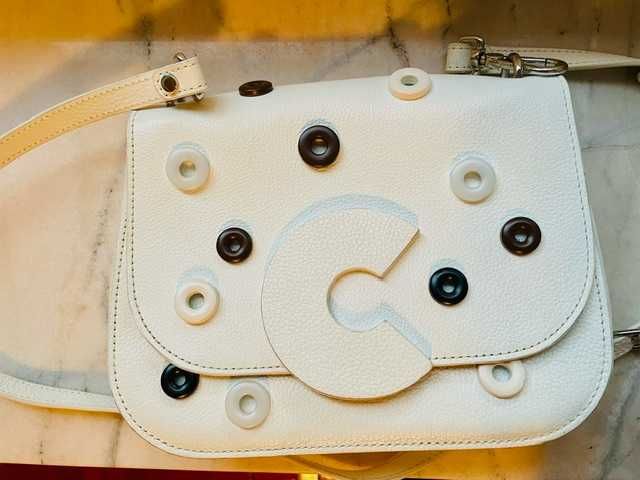 geanta Coccinele alba din piele
