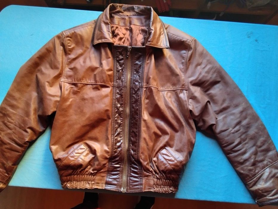 голямо мъжко тузарско яке XL от естествена кожа до кръста-ТОП ГЪН