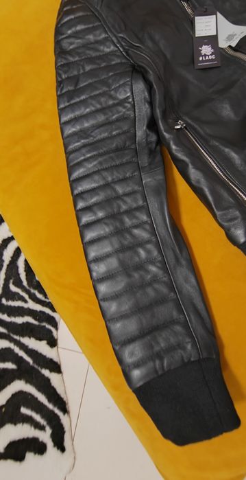 Geaca de piele naturala neagra LADC Paris, masura S, dama