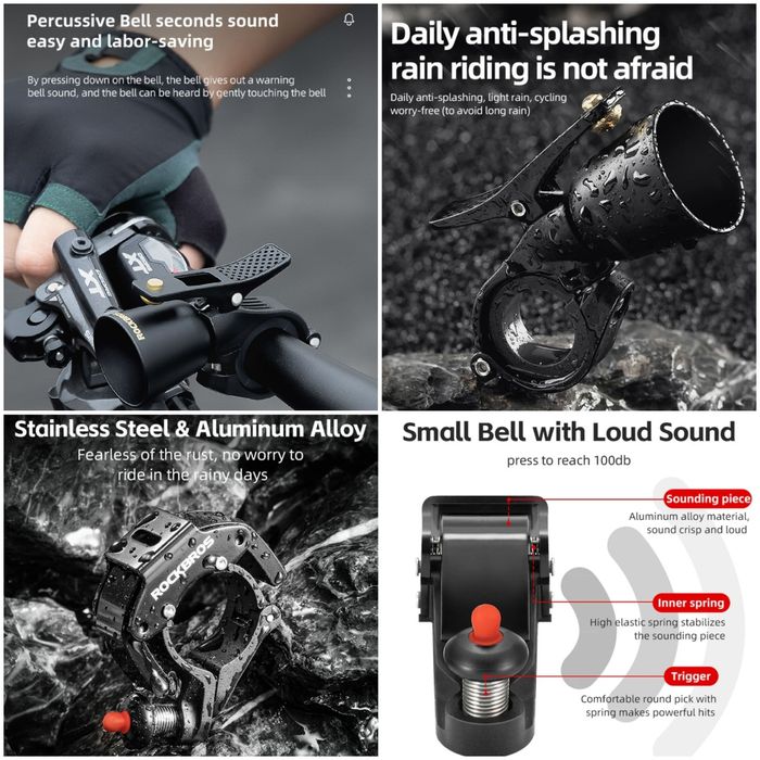Sonerie aluminiu Rockbros claxon puternică clara bicicleta trotineta