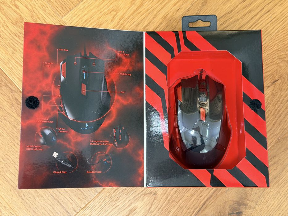 Verbatim Mouse Gaming RGB SUREFIRE EAGLE CLAW, 3200 DPI (Negru/Rosu)