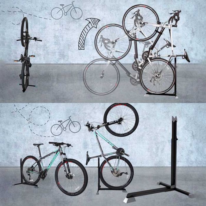 Велосипедна стойка MARTAR, Изложбена, Вертикална, Регулируема, Черна
