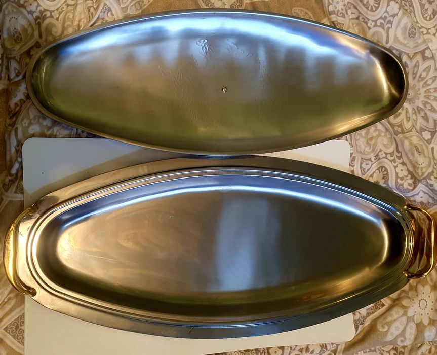 Platou/Tava de peste otel inoxidabil placat cu Aur