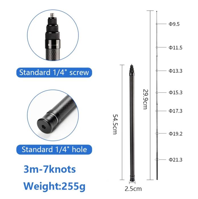 Портативный кронштейн для камеры из углеродного волокна для селфи-па