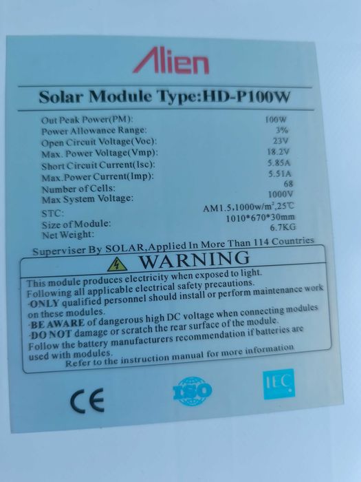 Panou solar 100 W 18 V