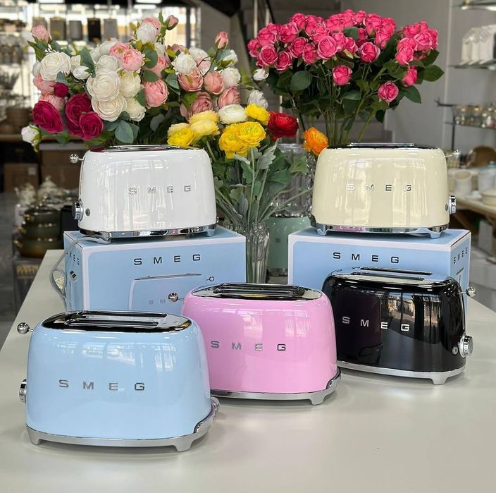 Тостер SMEG ретро стиль (2 слота) Original 2 года горантия