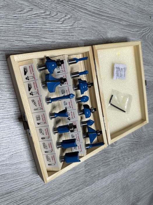 Trusa freze pentru lemn tija 8 mm set 15 buc