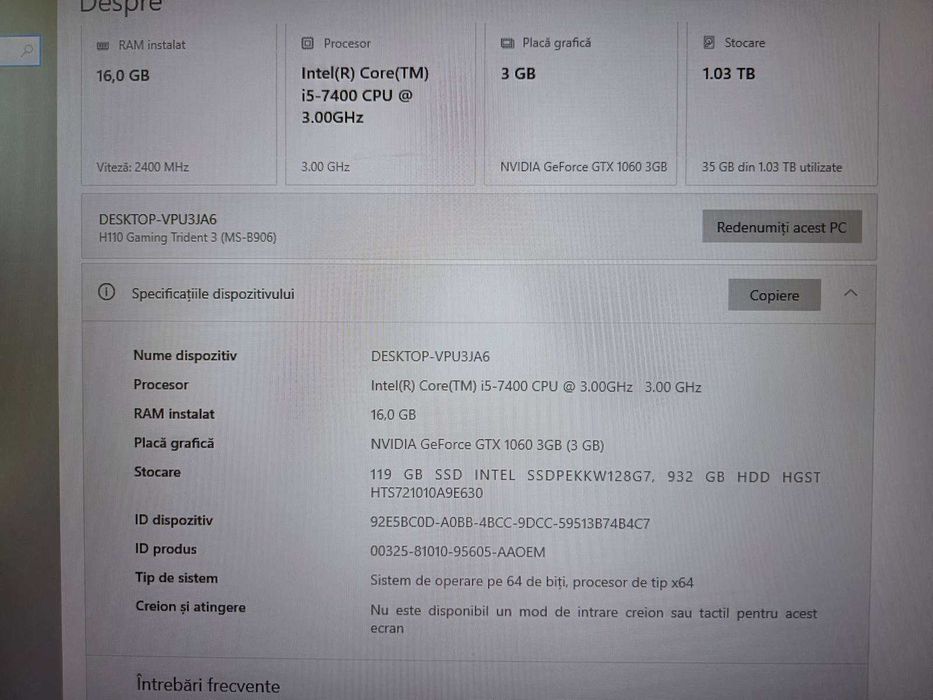Unitate PC Gaming si Monitor - KLI Amanet