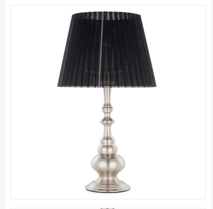 Set Veioze Mobexpert, argintie cu abajur negru