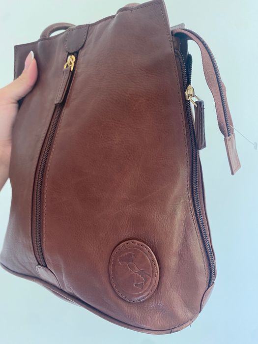 Кафява чанта от естествена кожа