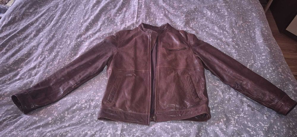 Geacă Piele Naturală M&S Autograph -Calitate Premium- Stil Café Racer