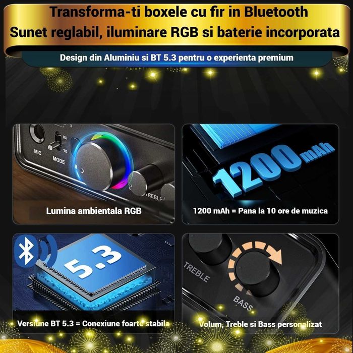 Adaptor Bluetooth 5.3 AdyMel®, Audio Profesional, HD Bass