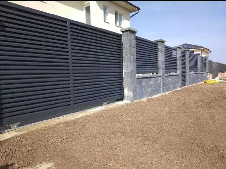 Garduri din sipca metalica, panou stil jaluzele, tabla, BCA si plasa