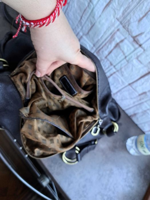 дамска кожена чанта в кафяво -естествена кожа,DOCA