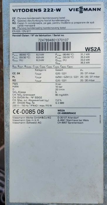 Piese de schimb Viessmann VITODENS 222 WS2A 35 Kw