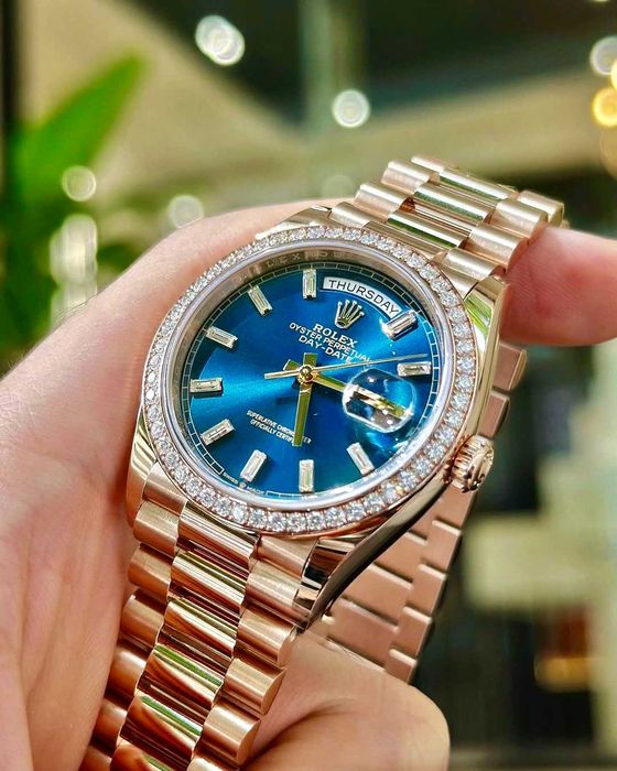 rolex day-date 36mm розово злато/синьо