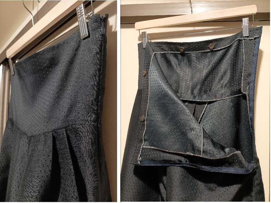 Pantaloni negri largi cu talie înaltă și bretele, măr.M (38-40)
