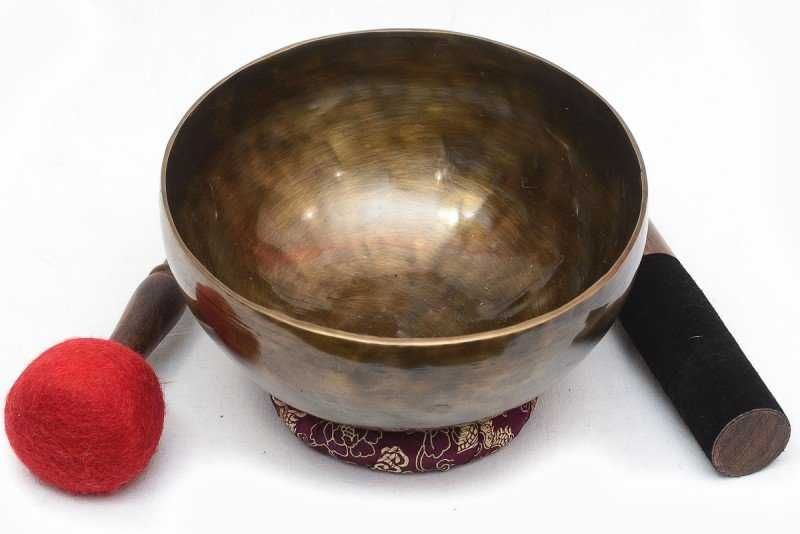 Кованная Поющая чаша - 19.5 см, нота - G3, 200 герц, Тигровый Глаз.