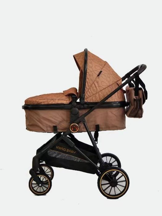 Всесезонная коляска-трансформер 2в 1 - кожаная ручка, резиновые колеса