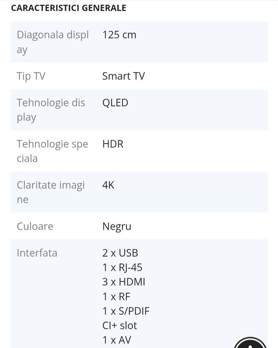 Vand tv Samsung Defect smart Uhd Qled 4k  125 cm