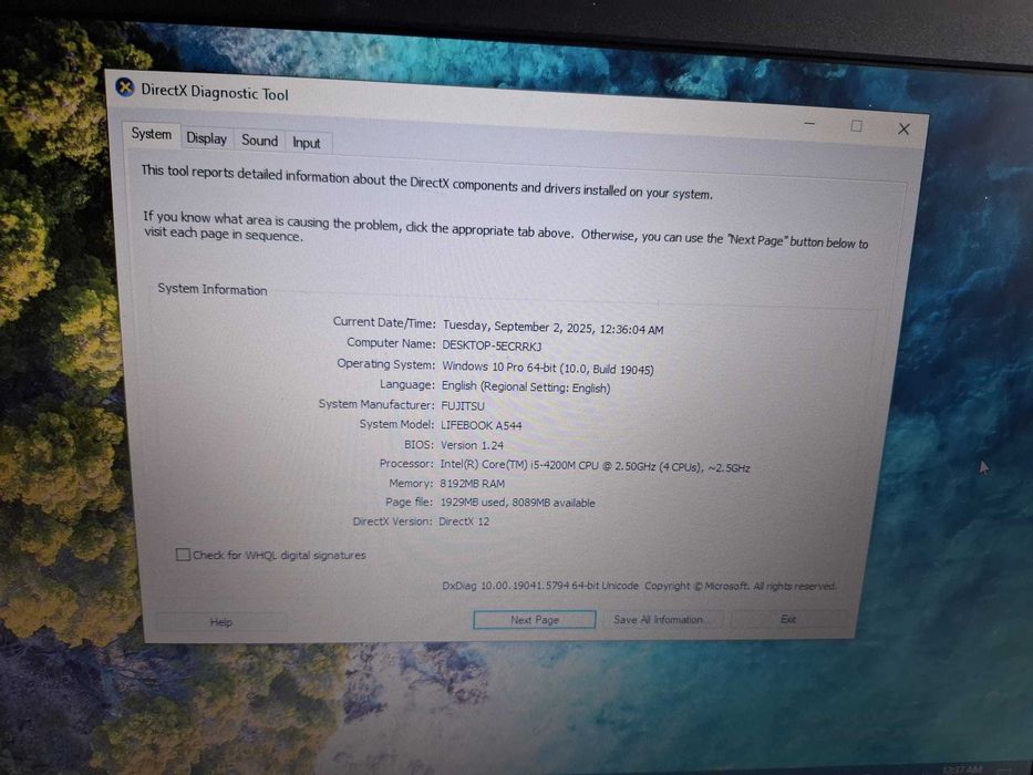 Laptop Fujitsu Lifebook