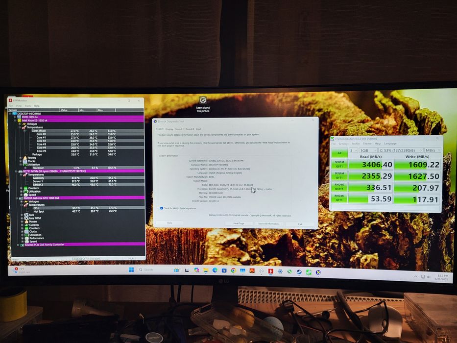 PC Gaming CPU 6/12, 3.6/4.0 GHz, GPU 1060/1070, RAM 16/64 GB, M2