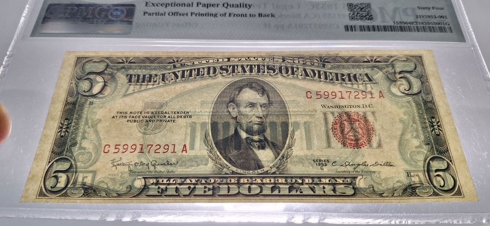 Bancnota 5 dolari 1953 eroare SUA