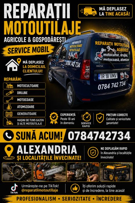 Reparatii: motocultor, drujba, atomizor,motocoasa.generator