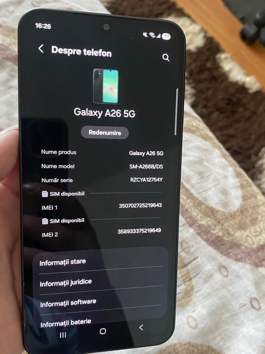 Samsung Galaxy A26 5G, 128 GB, stare foarte bună