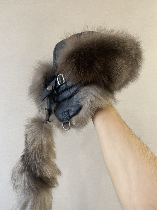 кожаная ушанка с мехом