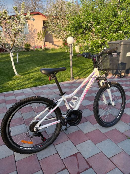 Bicicleta copii Omega Angle 24″, 18 viteze, alb