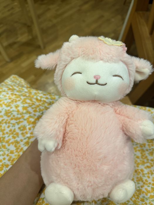 Мягкая игрушка из минисо розовая овечка с сакурой