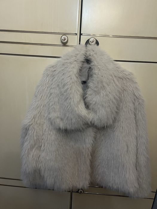 Пухкаво палто по модел на Zara цвят слонова кост