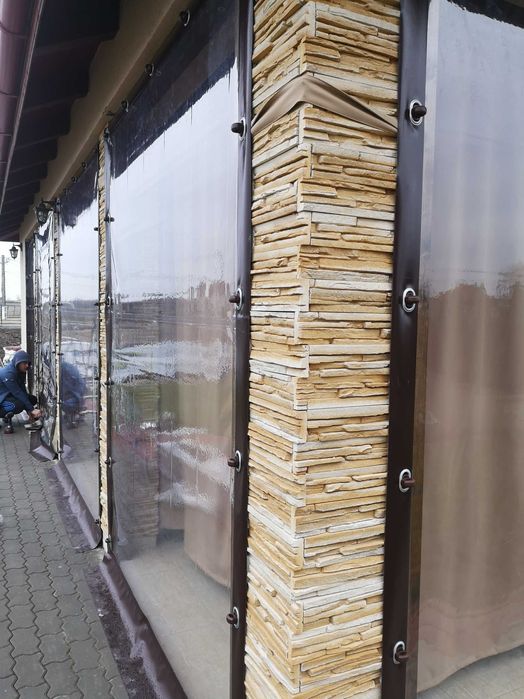 Prelate închidere terase , sisteme protecție cu folie transparentă