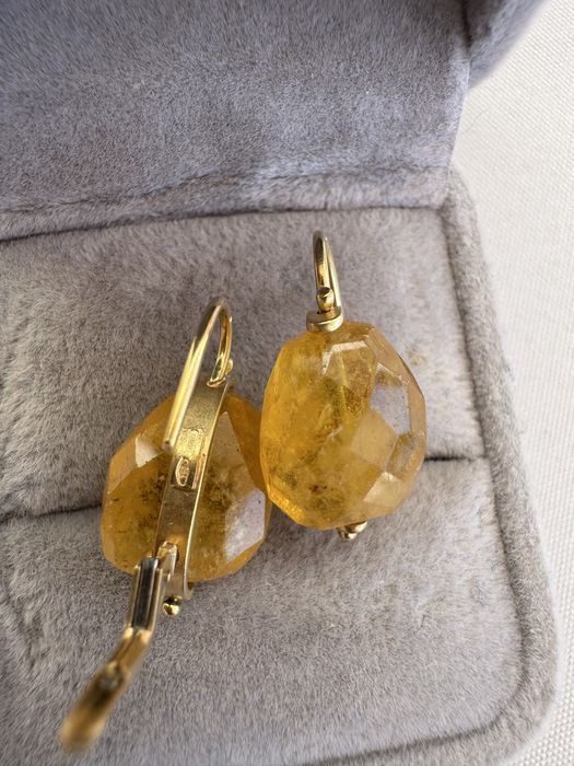 Cercei din aur 18 k Italia si citrin
