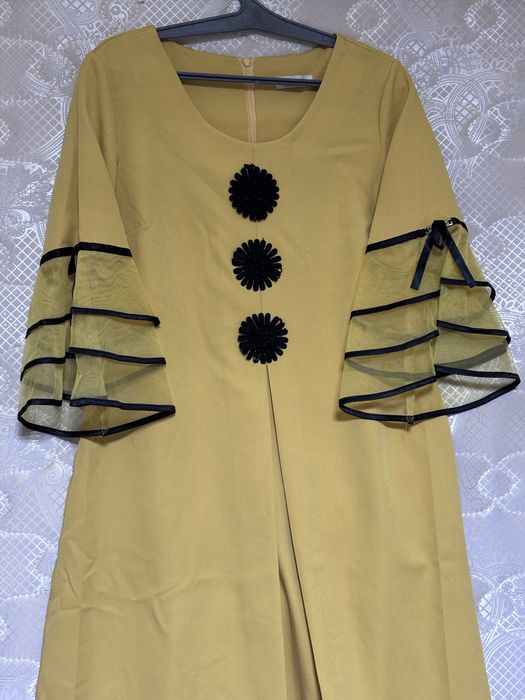 Платье турецкое до колени желтое