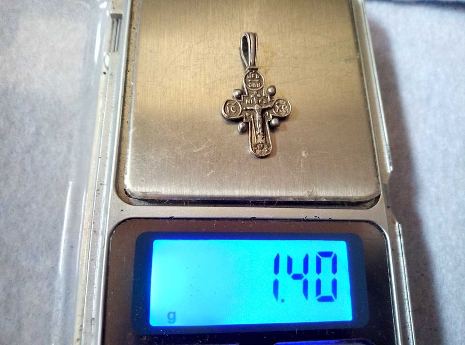 Царска Русия Православно РАЗПЯТИЕ Сребро 875 с Инициали на Майстора