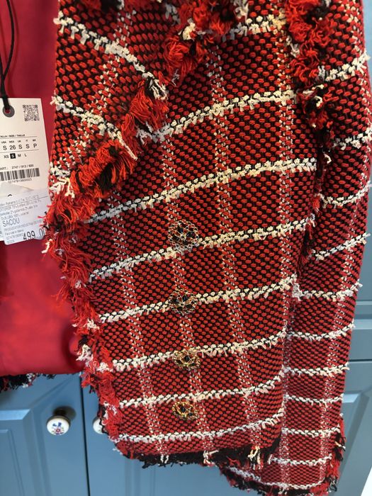 Sacou din tweed Zara S cu nasturi aurii