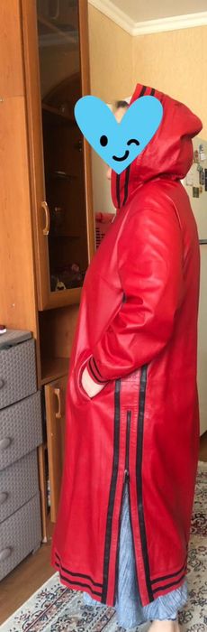 Кожаный плащ красный производитель Турция