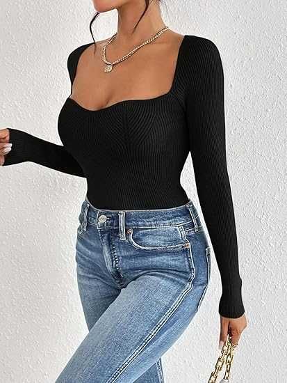 Скидки! Новый Черный Вязаный Лонгслив Турция